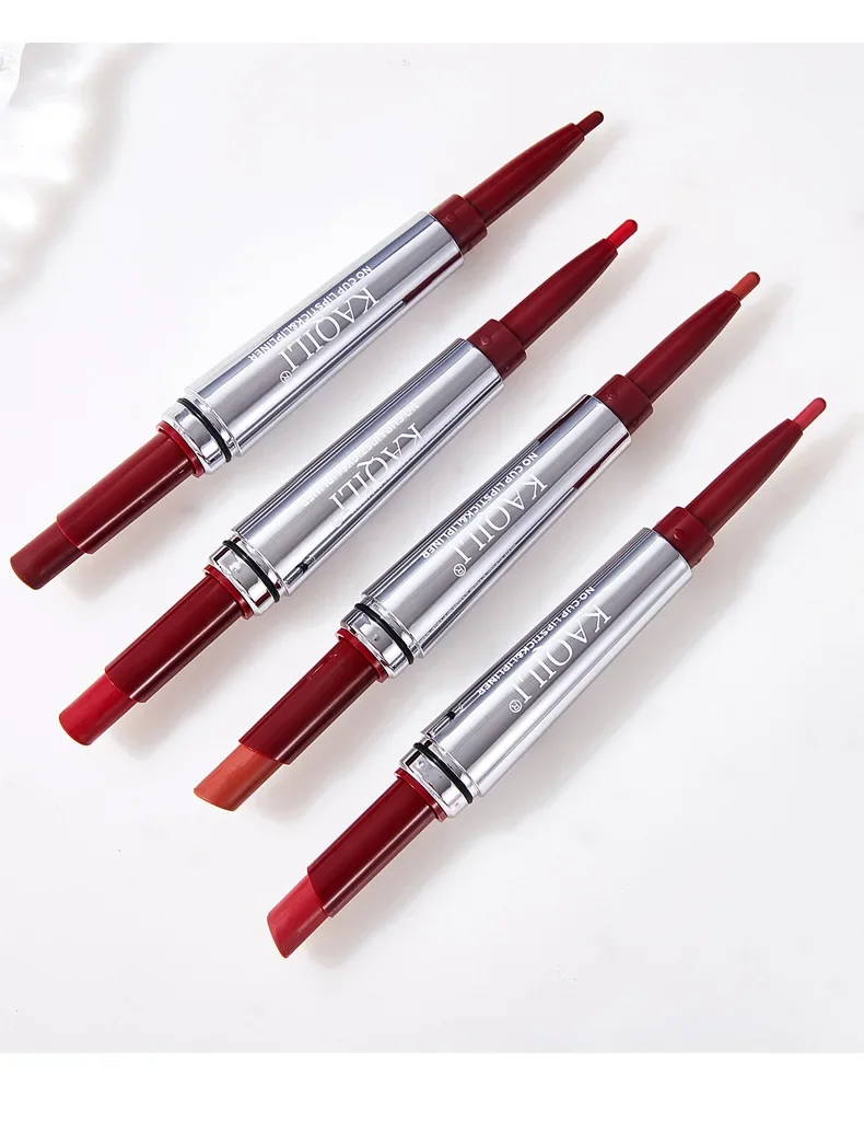 Matita per labbra opaca a doppia estremità Rossetto impermeabile a lunga durata senza trasferimento a prova di sbavature per un trucco labbra perfetto