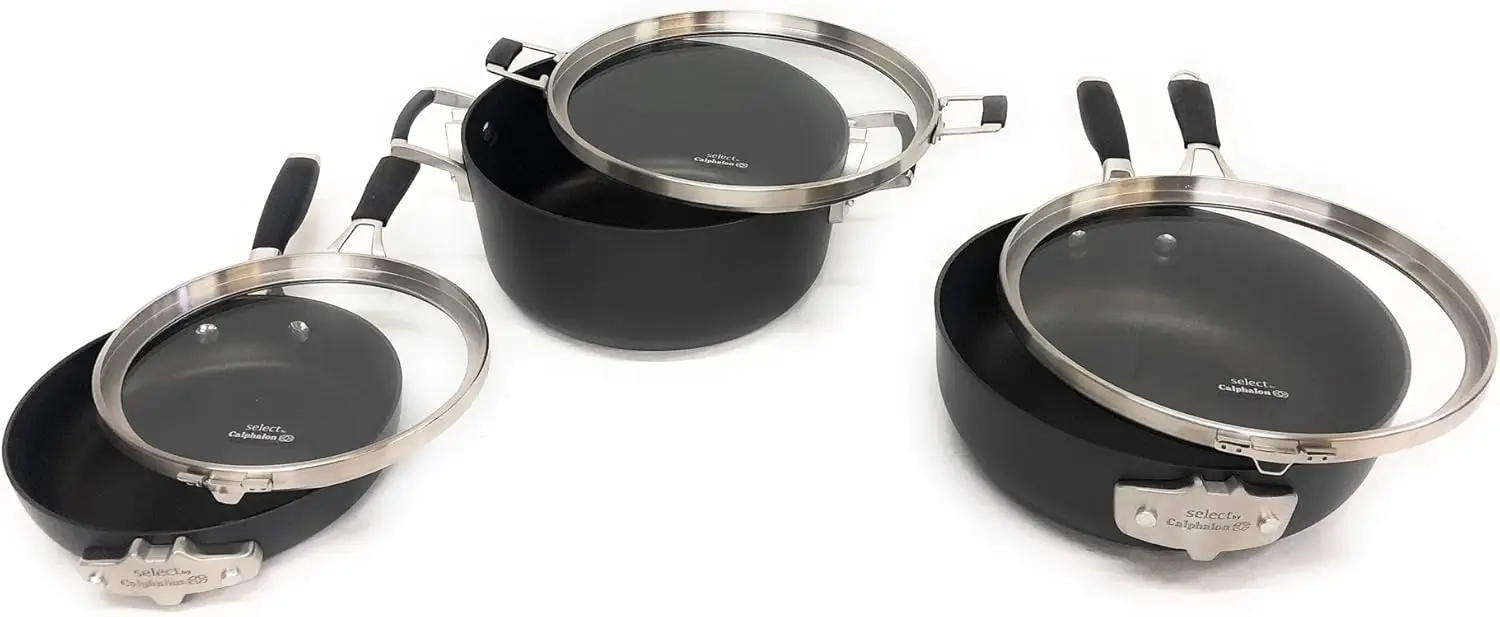 Select 9pc Space Saving Hard-Anodized Nonstick Cookware Set