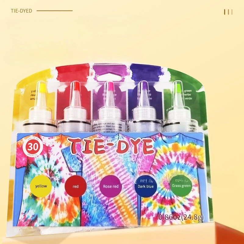 5-color Tie Dye Kit  Dyeing Fabric Clothes Fabric Textile Paints Set DIY Color Change Paint Craft Tie-Dye Activity Fabric Dyes view 4