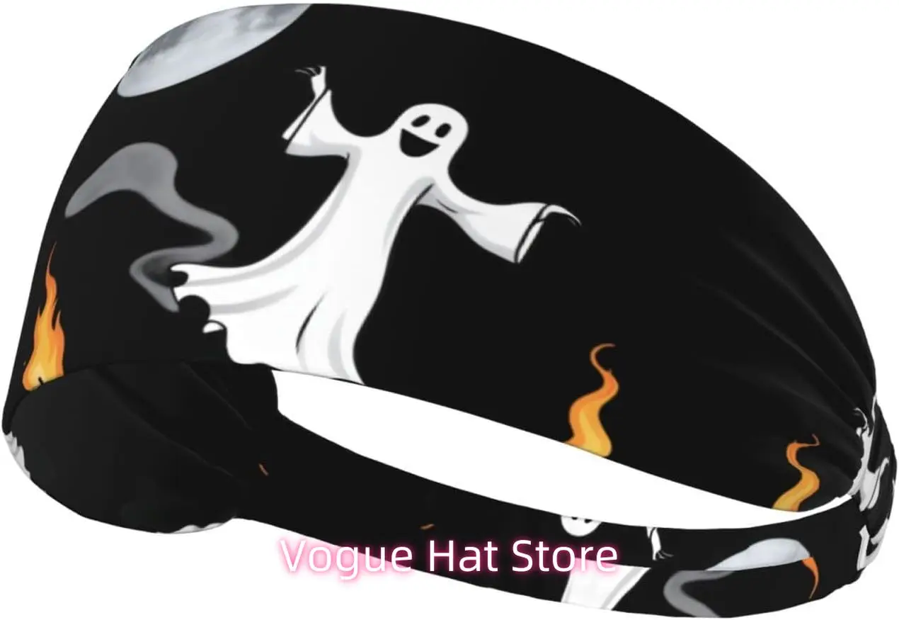 

Elastic Exercise Headband - Soft and Breathable Headband for Running, Cycling, Yoga, and More Dancing Ghost Pattern