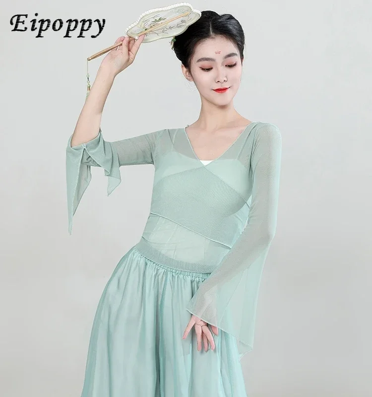 Classical dance costume, women's elegant elastic body charm gauze dress