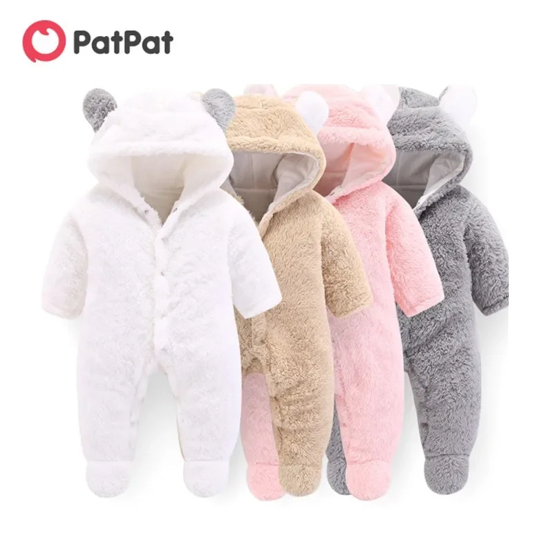 PatPat nuevo mono con capucha de diseño de oso lindo de algodón cálido de invierno para bebé recién nacido niño niña