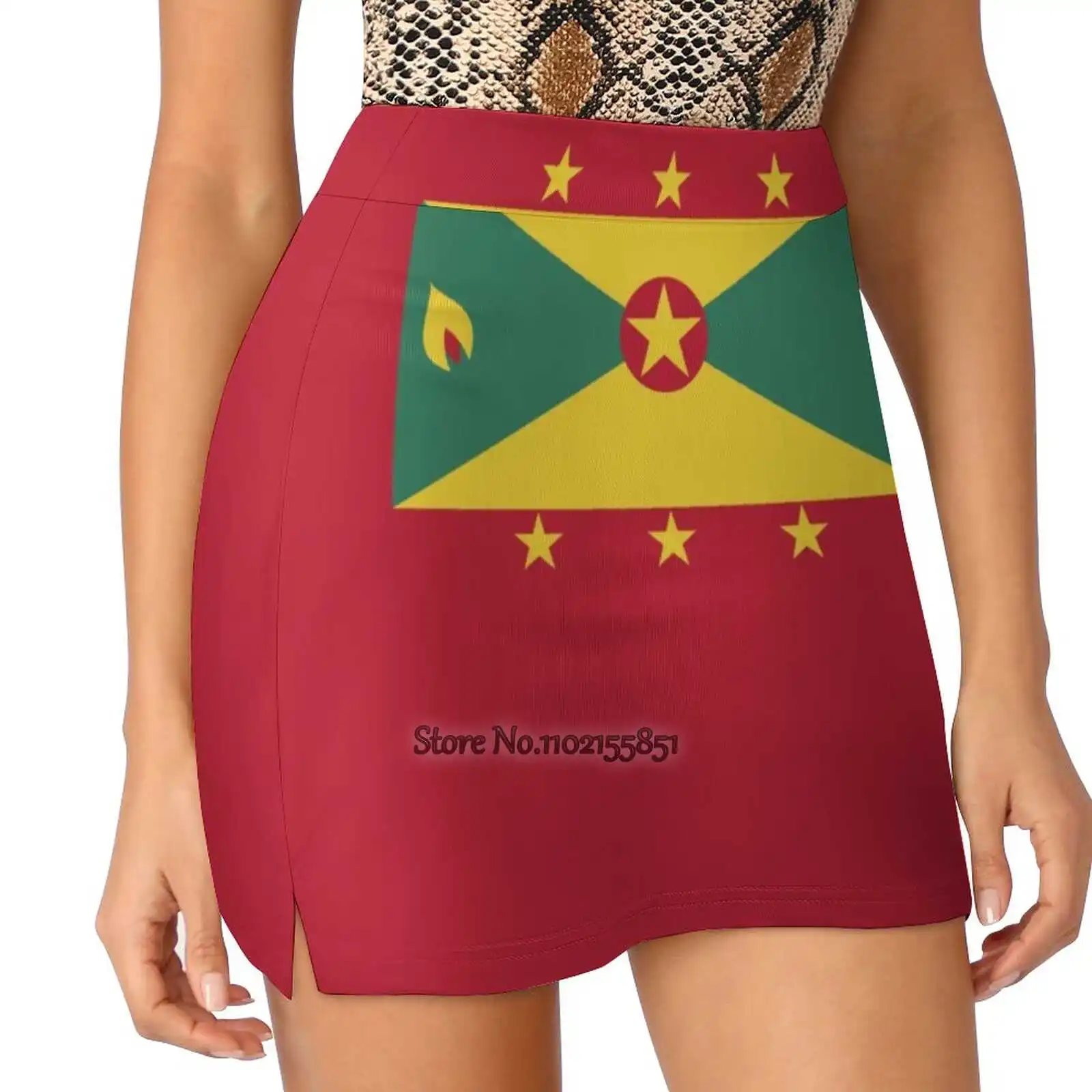 Grenada Flag Women\'S Summer Fake Two Piece Skirts Casual Sports Beach Skirt Girl Skorts Grenada Flag Grenadian Grenada Flag