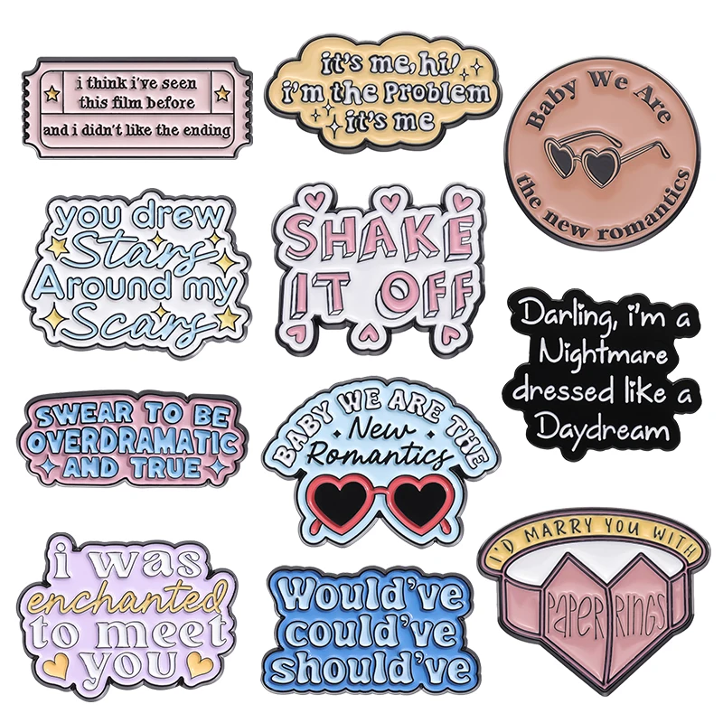 Song Lyrics Enamel Pins New Romantics I Was Enchanted To Meet You Brooches Bag Shirt Lapel Badges Singer Jewelry Gift for Fans