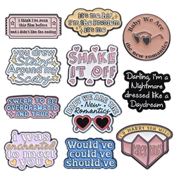 Alfileres esmaltados con letras de canciones, broches románticos para bolso, insignias de solapa de camisa, joyería de cantante, regalo para fanáticos, novedad