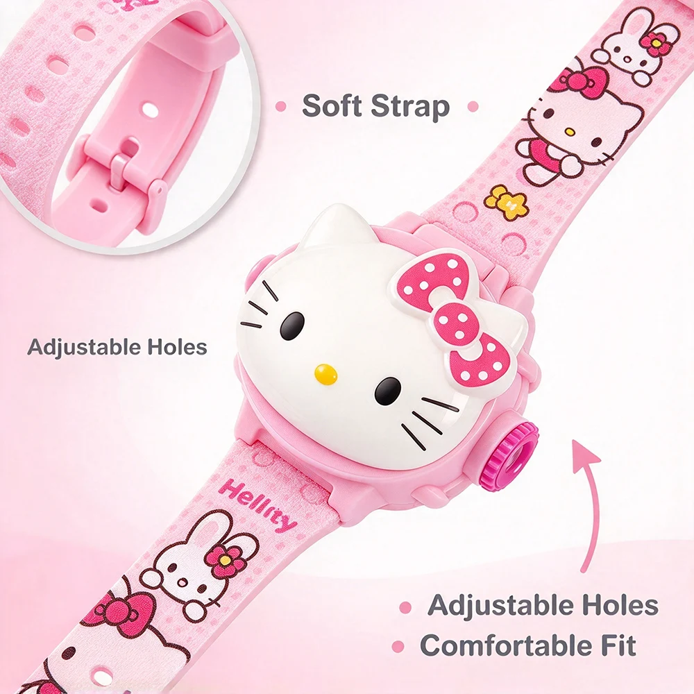 Fashion Hello Kitty Children Watches Kid Soft Rubber Strap Projection Boys Watch for Girls Digital Wristwatches Brithday Gift