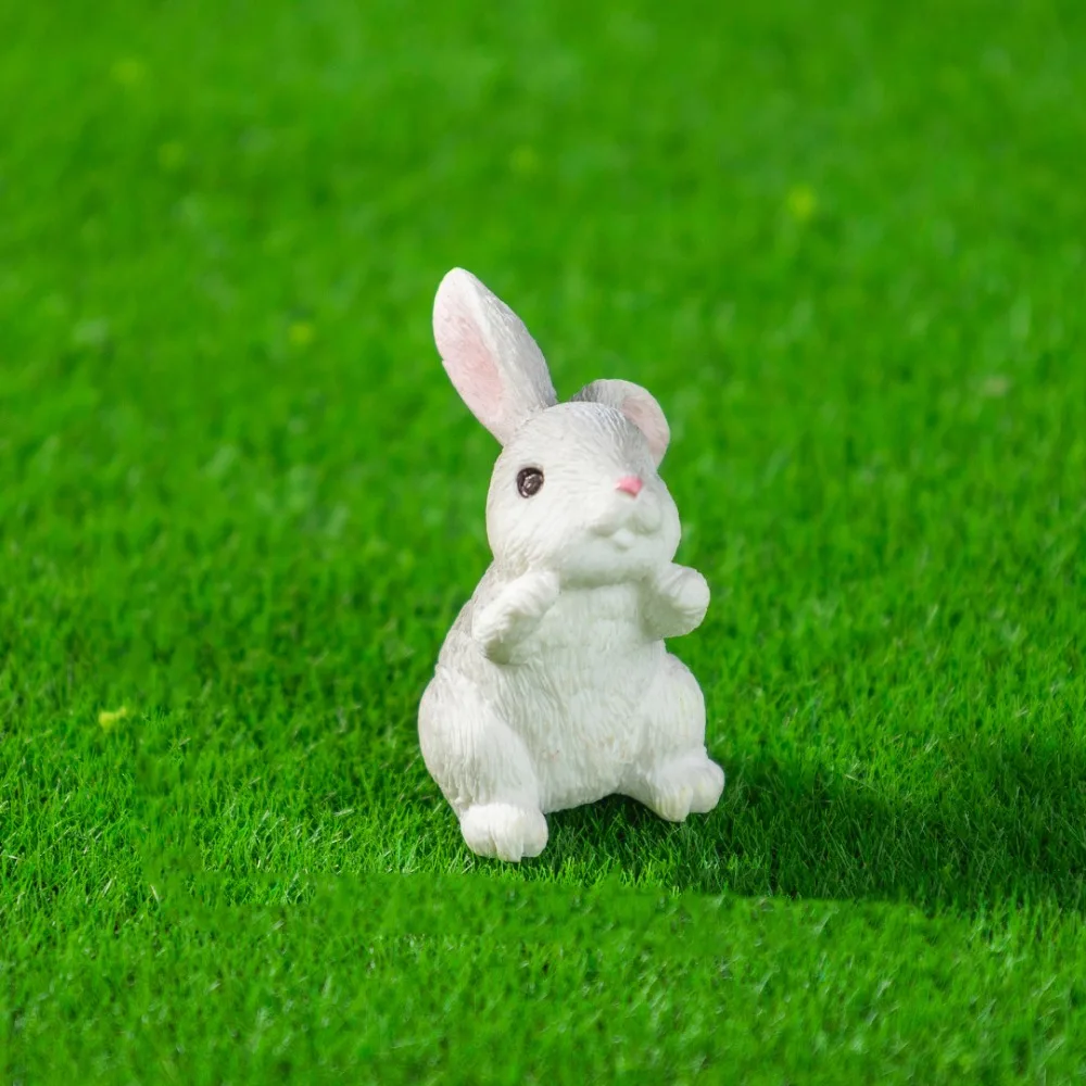 Mini estatuilla de conejo de Pascua Multicolor, huevos de Pascua de resina, chucherías en miniatura, accesorios para fotos, estatua Buuny de dibujos animados