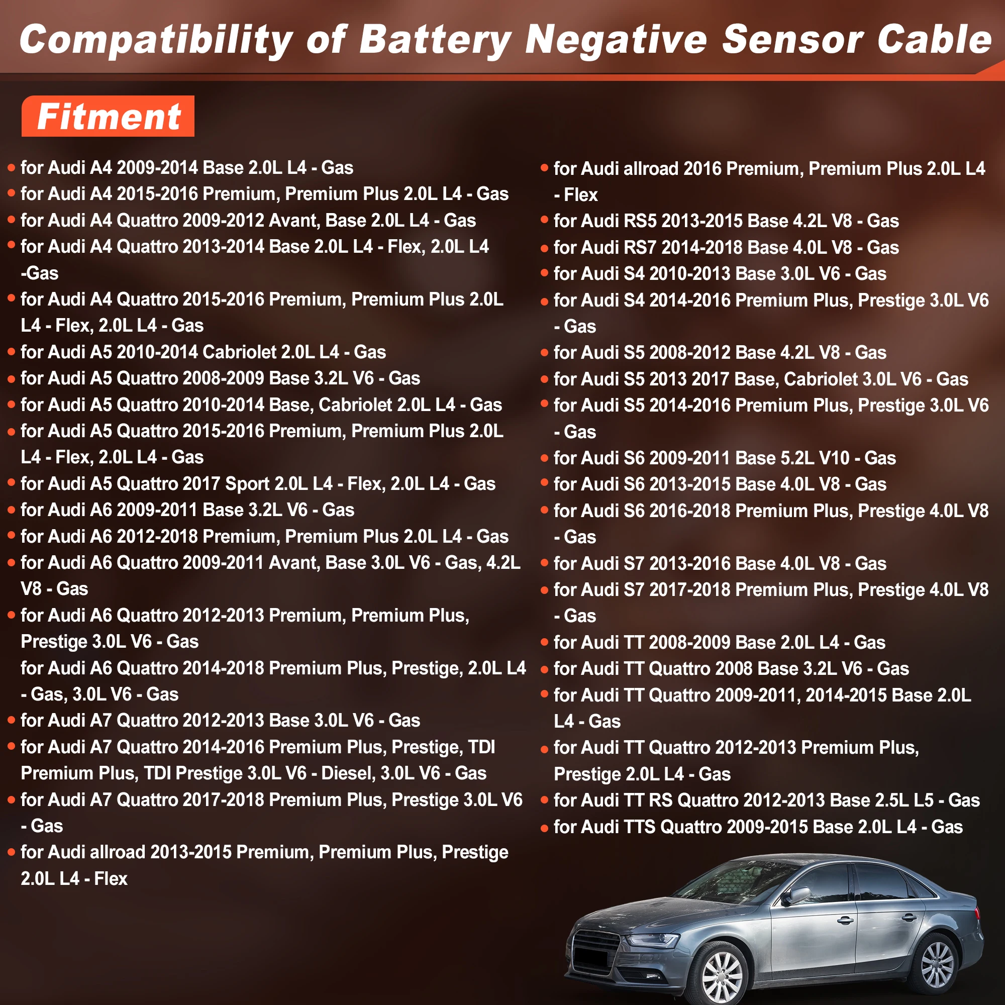 UXCELL Battery Negative Sensor Cable for Audi A4 A5 A6 S4 S5 S6 8T0915181 8X0915181