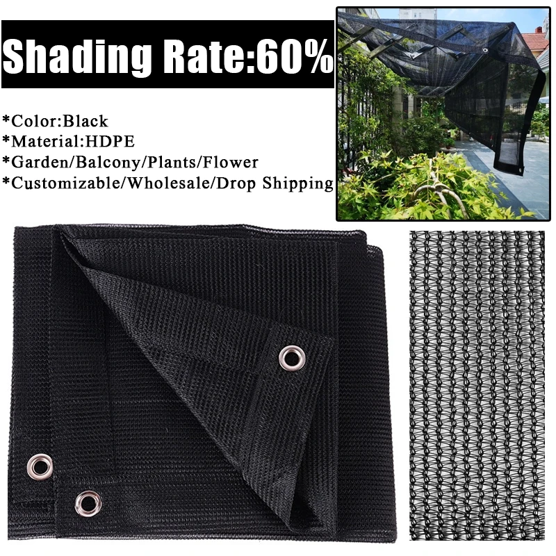 Shading Rate 60% Black Round Silk Net Anti-UV HDPE Sunshade Cloth Succulent Plant Sun Shed Privacy Fence Mesh Flower Cover