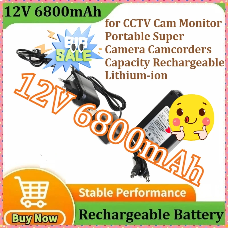 

DC 12V 6800mAh for CCTV Cam Monitor Portable Super Camera Camcorders Capacity Rechargeable Lithium-ion Battery Pack US/EU Plug