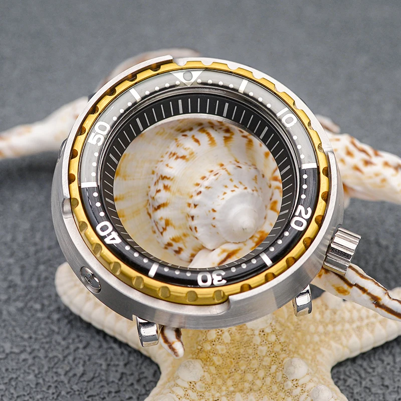 Caja de reloj enlatada de atún modificado de plata para Monster Tuna Marinemaster prostex SNE497 SNE518 SNE535 se adapta al movimiento NH35 NH36