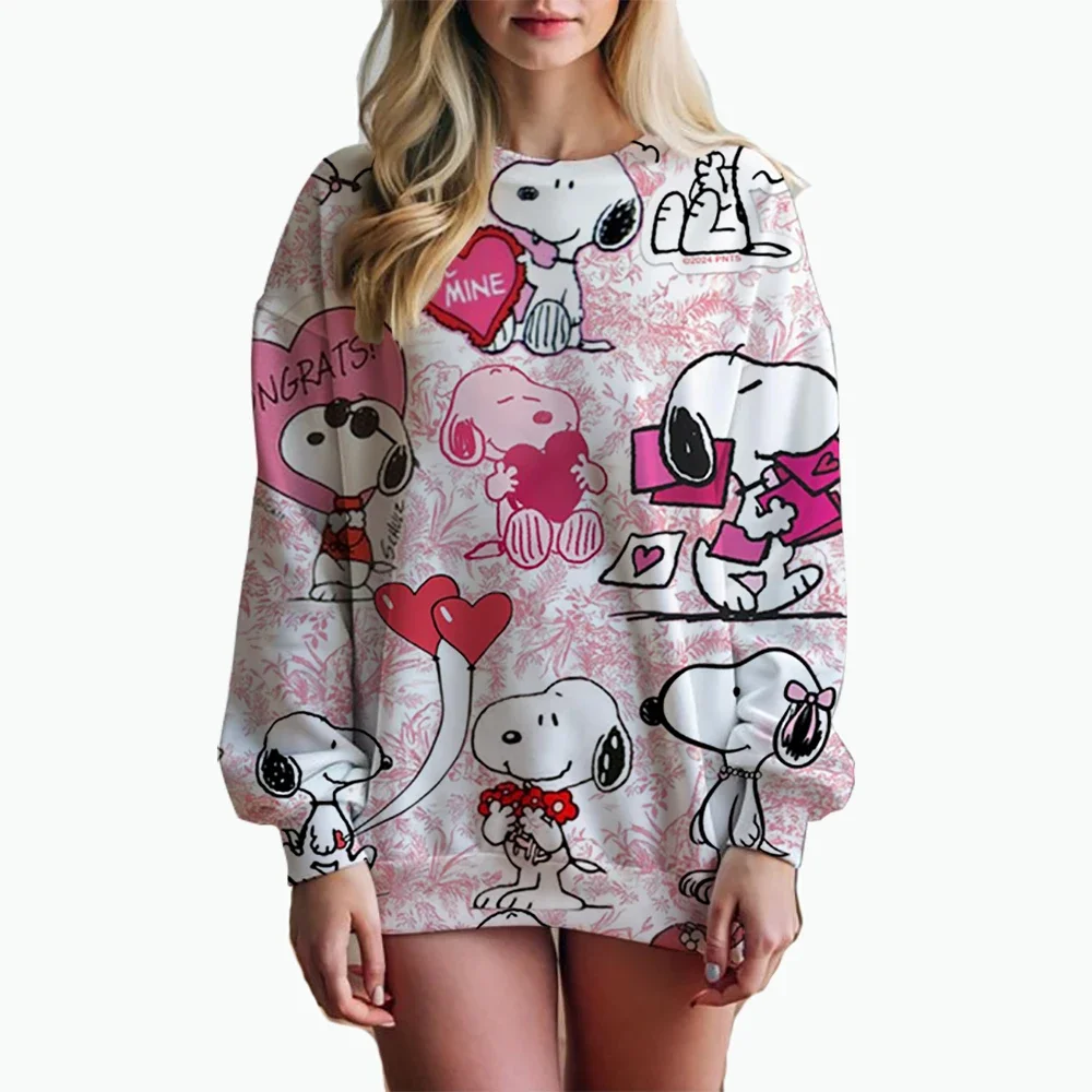 بلوفرات نسائية للخريف والشتاء بطباعة سنوبي بلوفرات نسائية مريحة بأكمام طويلة بلوفرات نسائية غير رسمية برقبة دائرية