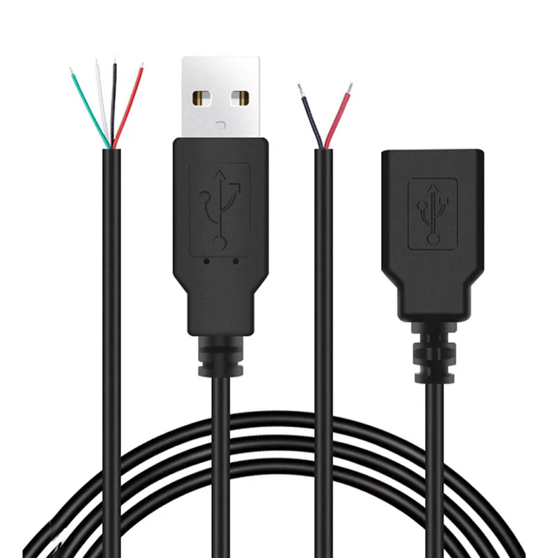 50pcs/Lot 5V Power Supply Cable USB 2.0 Female Male 2Pin 4Pin Wire Jack Charger Charging Cord Extension Connector J17