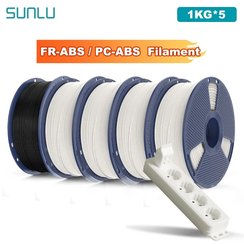

SUNLU 5KG FR-ABS/PC-ABS Filament 1.75mm 1KG Spool(2.2lbs) for Electronics, Auto Parts,Industrial Parts&3D Printer