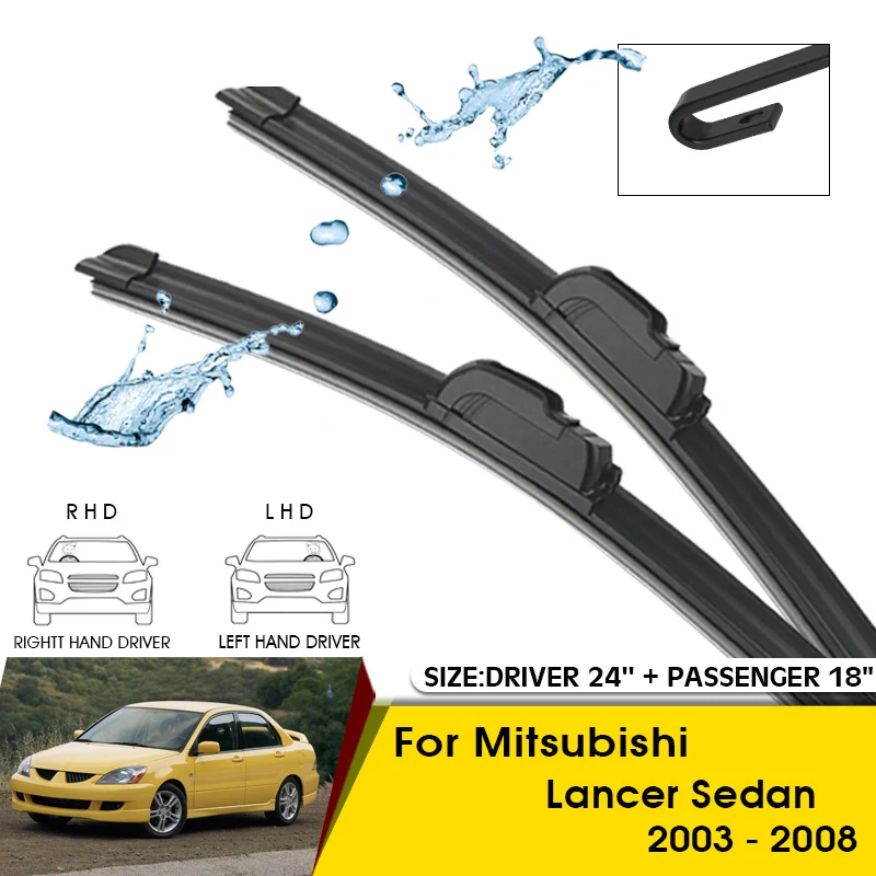 

Car Wiper Blades For Mitsubishi Lancer Sedan 2003-2008 Windshield Windscreen Front Window Blades 24"+18" Car Accessories