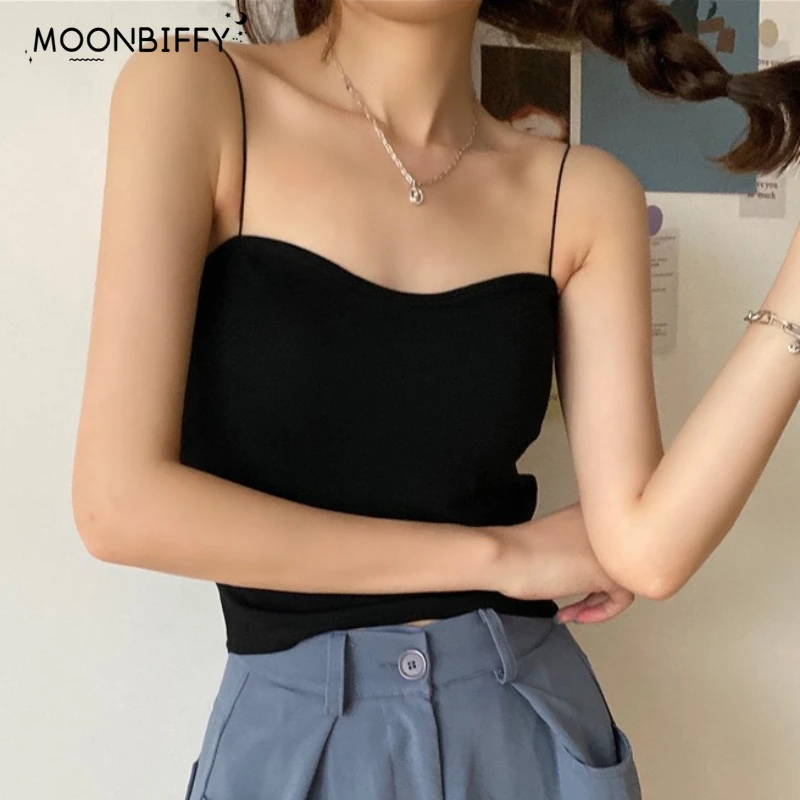 Women Vest Tops Summer Sleeveless Cotton Bustier with Pads Soft Elastic Wear-resistant Vest Crop Top Thin Seamless Bralette