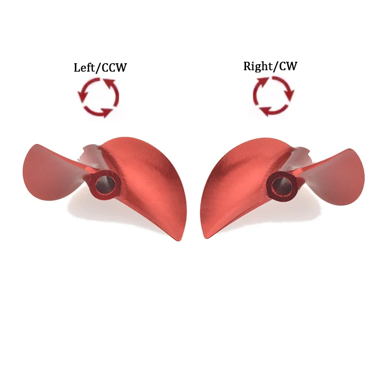 Rood Aluminium 4.76mm 3/16 ''Propeller CNC 4.76mm 2 Blades Schroef Links/Rechts D38 tot D50mm voor RC Kat Boot Garnalen Boot