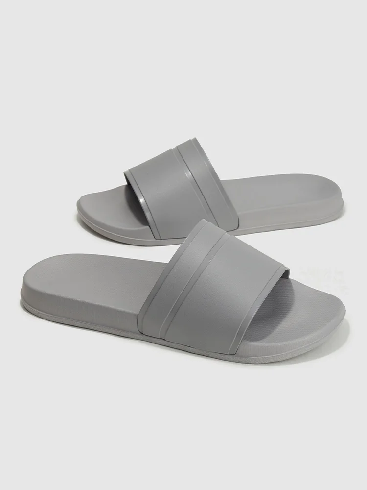 2024 New Summer Men's Solid Home Slides Casual Non Slip Open Toe Slides For Indoor Walking And Bathroom Shower