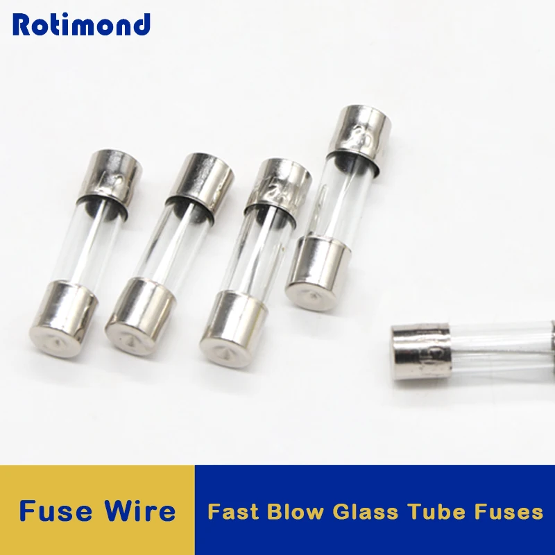 50/100Pcs Glass Tube Fuse 5x20MM 0.1A 0.2A 0.5A 1A 2A 3A 4A 5A 6A 8A 10A 12A 15A 20A 30A 25A 250V Fast Blow Fuses Fusibles