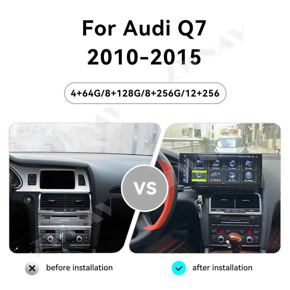 

Car Accessories CarPlay Qualcomm Car Radio Android 14 For Audi Q7 2010-2015 GPS Navigation Stereo Multimedia Player Head Unit