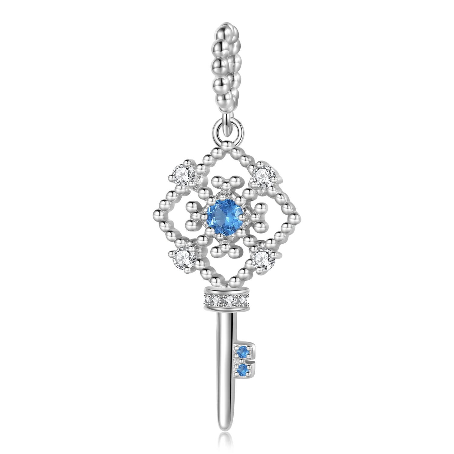 

STILLHOUSE 925 Sterling Silver Fate Key Blue Pattern Pendant Beads Family Charms for Women Bracelet Mother Girlfriend's Birthday