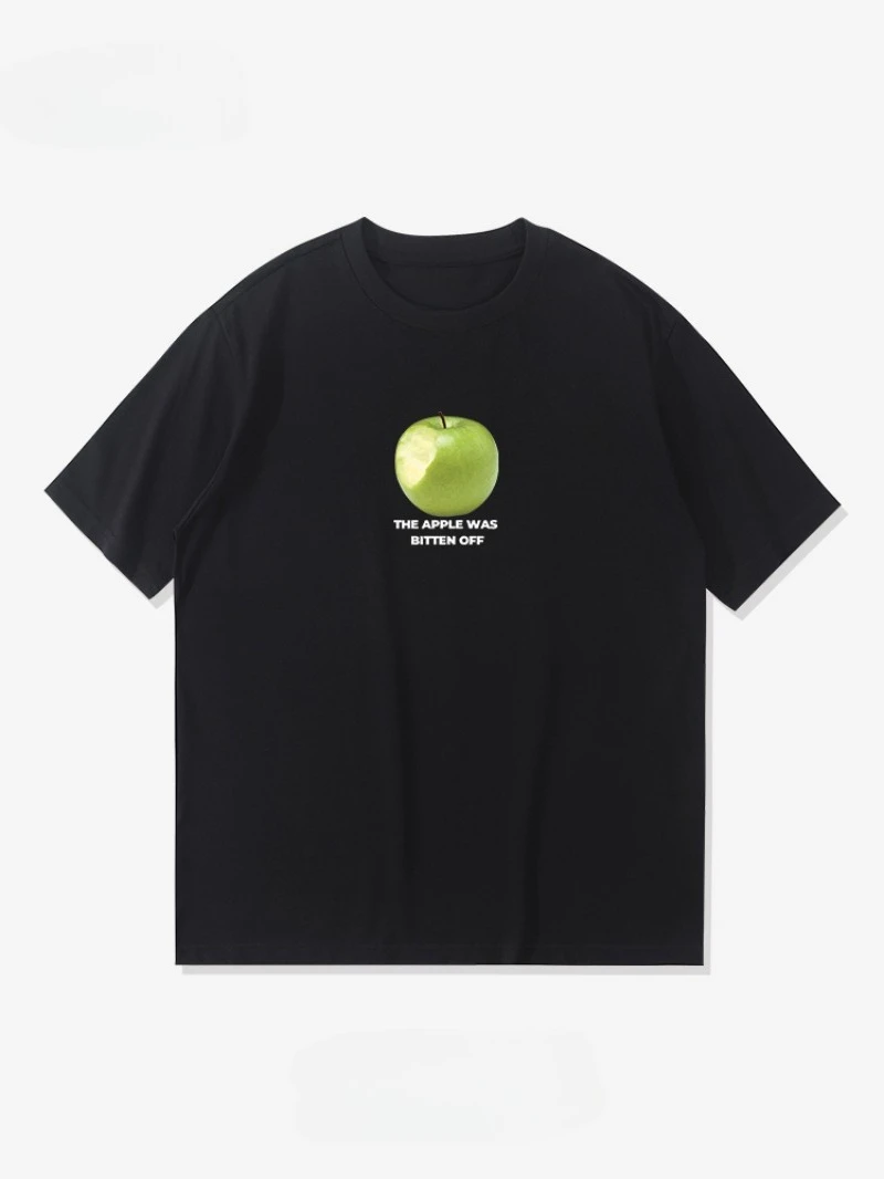 

The 2025 summer new creative Apple print T-shirt is loose fashionable and short-sleeved suitable for both men and women