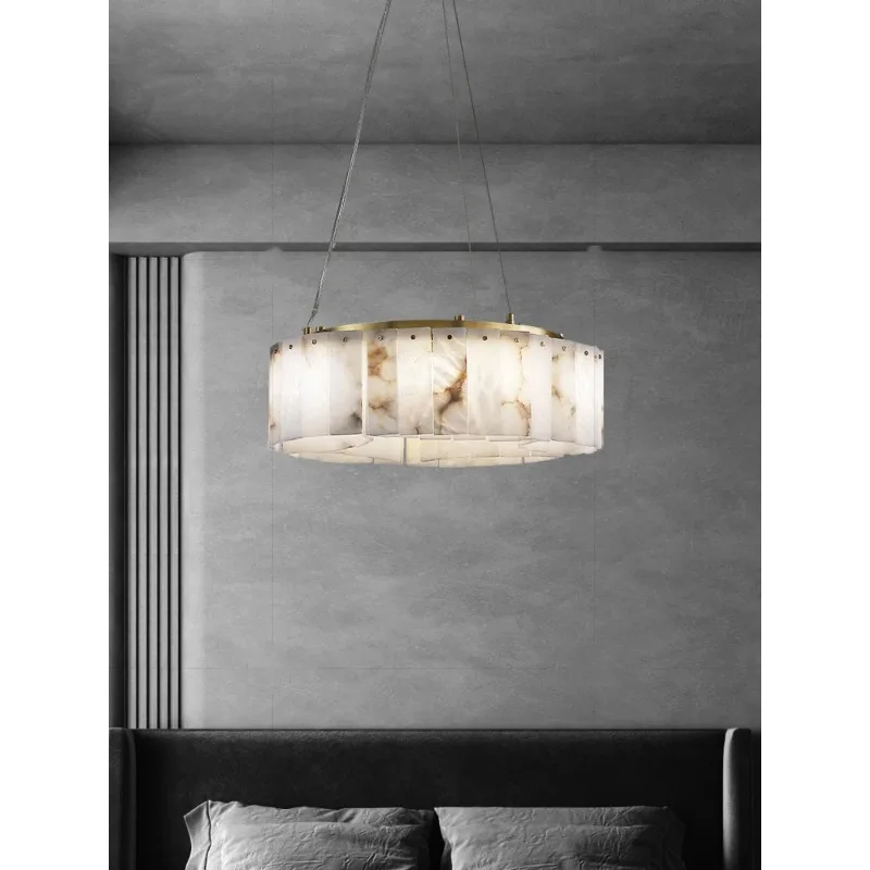

Modern Light Luxury Natural Marble Ceiling Pendant Lamps Home Decor Appliance Hanging Lamps Brushed Matte Gold Lighting