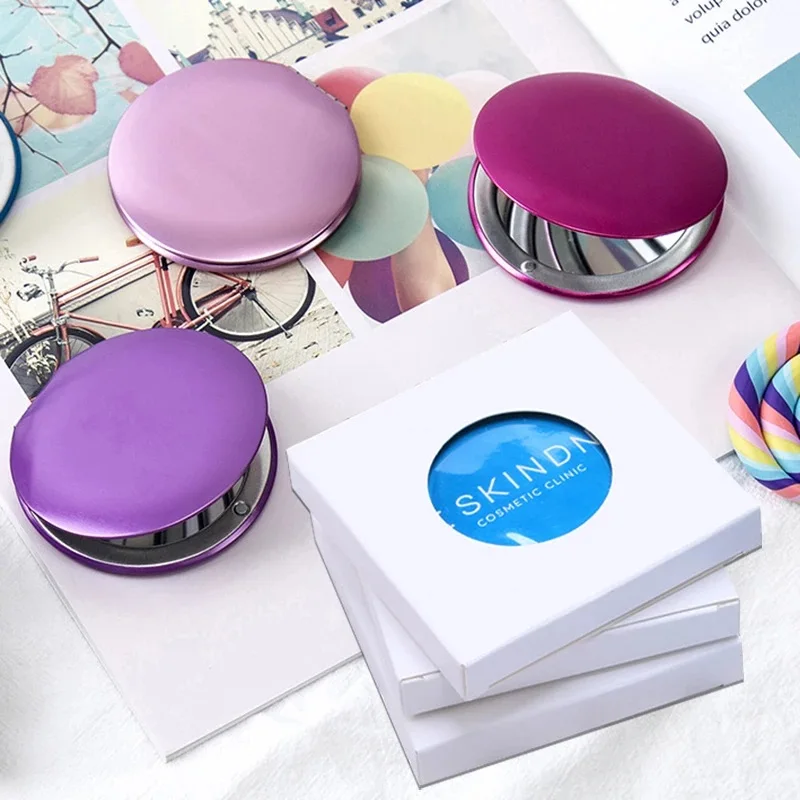 Mini Compact Makeup Mirror Hand Gold Pink Travel Small Pocket Round Foldable Portable Magnifying Vanity Mirrors Make Up Tools