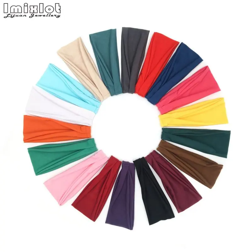 Women Headband Solid Color Twist Cotton Wide Turban Twisted Knotted Headwrap Girls Hairband Fashion Hair Accessories Scrunchies