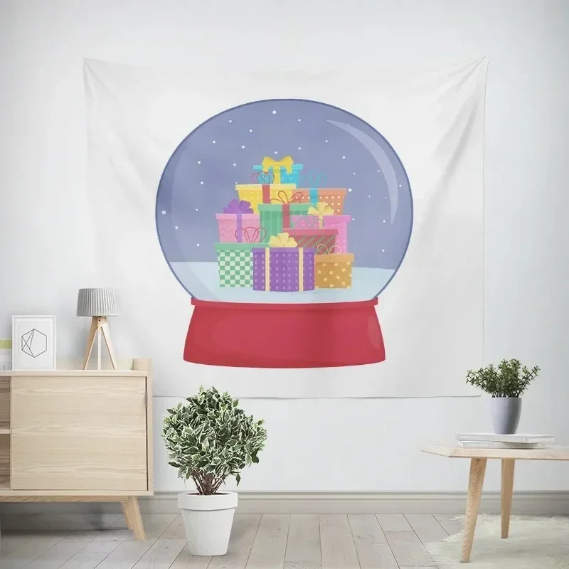1pc Christmas New Year Crystal Ball Pattern Tapestry Living Room Sofa Car Interior Decoration Tapestry  With lines can DIY