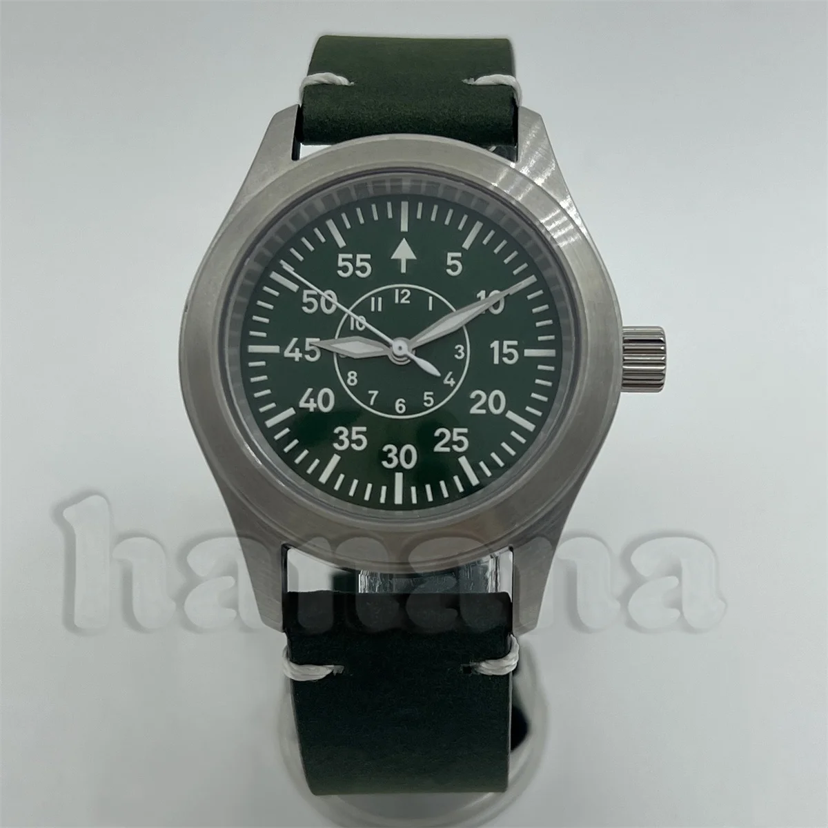 Bliger 36 مللي متر 39 مللي متر NH35 التلقائي الغوص الطيار ساعة رجالي الياقوت الزجاج الأخضر مضيئة الهاتفي حزام من الجلد دوامة تاج