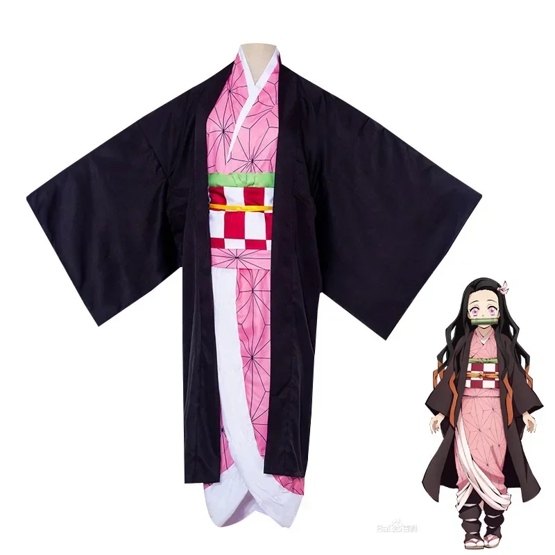 Anime Demon pogromcy Kamado Nezuko Cosplay Kimetsu no Yaiba kostium mundurek Kimono ubrania rekwizyty pasuje do Halloween komiks-Con Party