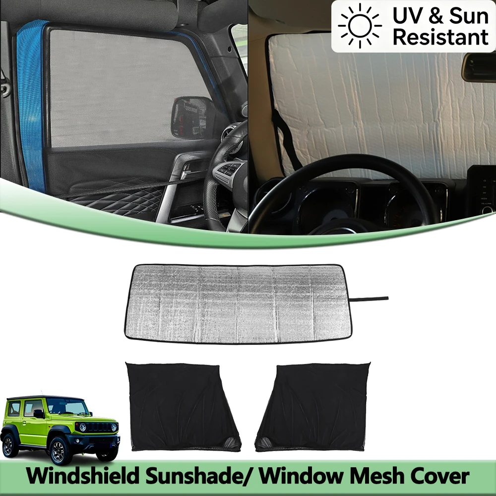 

Front Windshield Sunshade Door Window Mosquito Net for Suzuki Jimny JB64 JB74 JC74 2019-2026 Foldable UV Protection Accessories