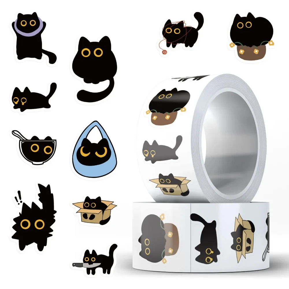 500Pcc/roll Cute Cat Stickers Creative DIY Graffiti Stickers Envelope Sealing Stickers Stationery Children Reward Decor Stickers