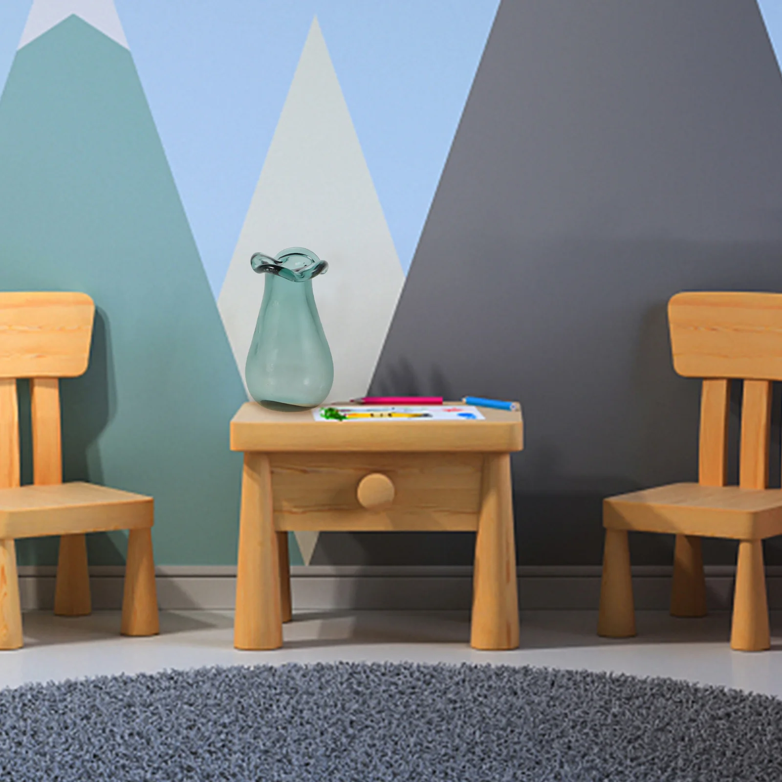 

2Pcs Miniature Glass Vases Set Realistic Dollhouse Plants Decor Low Maintenance Mini Vases for Crafting House Furniture