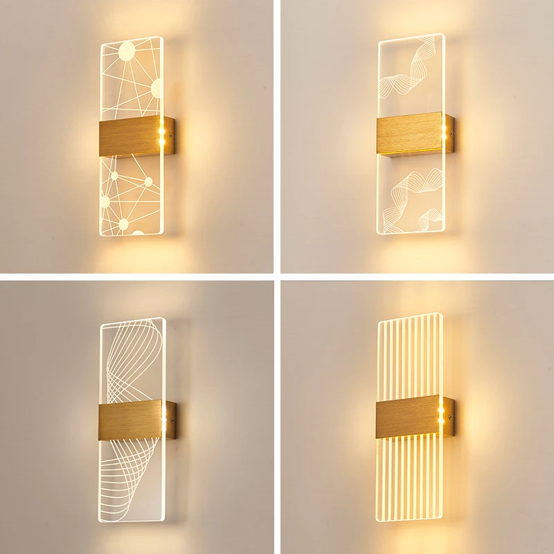 

Modern and simple acrylic wall sconces led bedroom bedside lamp study wall lamp staircase creative background living room light