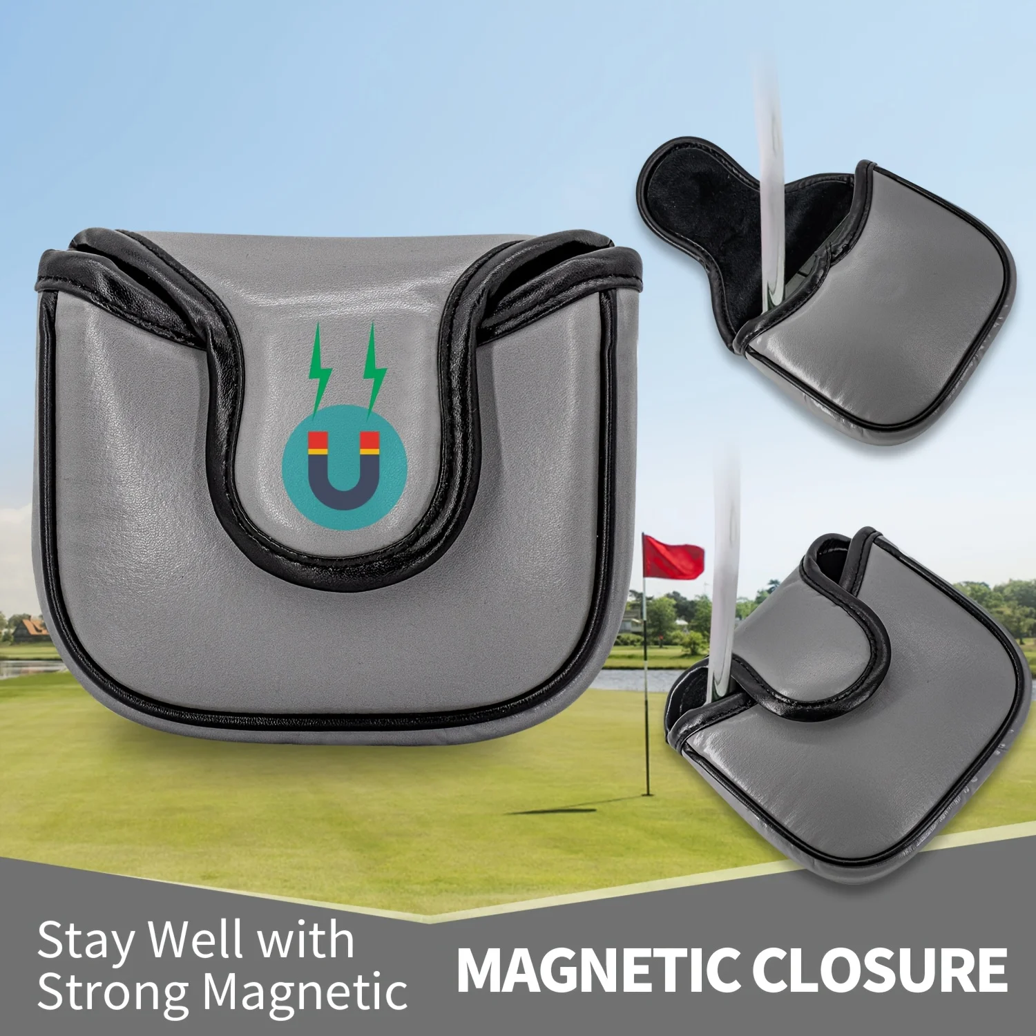 1pc Monocled Bear Design Golf Putter Cover - PU with Advanced Embroidery Suitable for Most Brands, Mallet Head, view 5