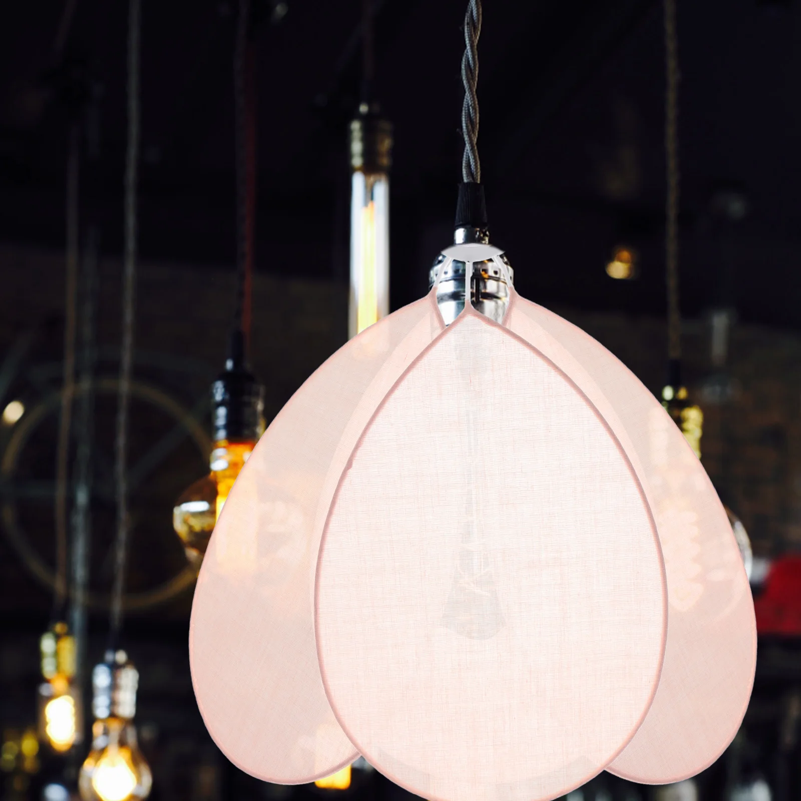 

Petal Lampshade E27 E14 Cloth Adjustable Height Fabric Table Lamp Cover Shades for Nightstand Desktop Pendant Lighting