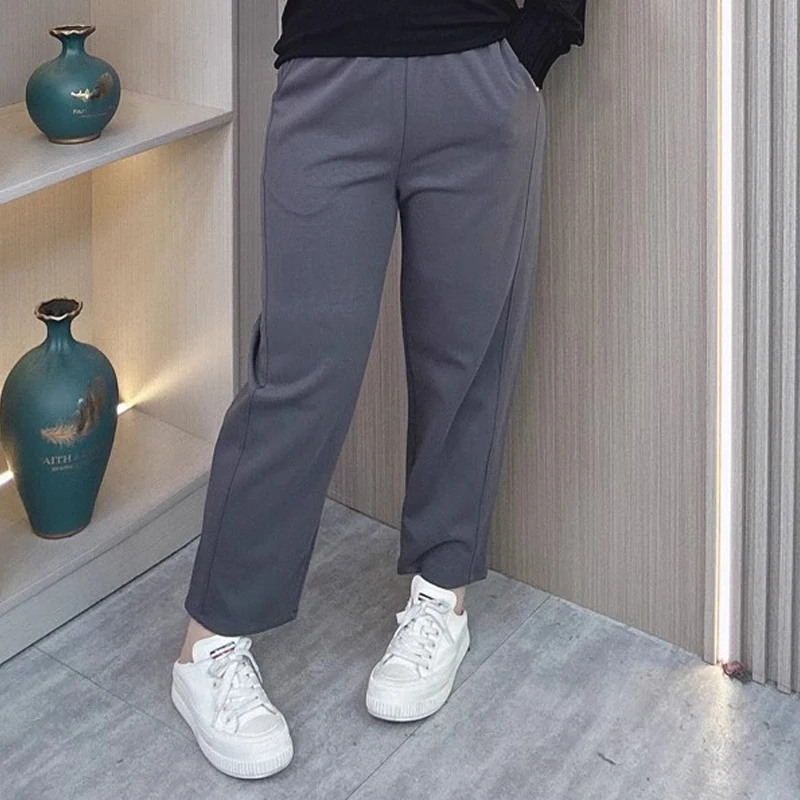 

Женские шаровары больших размеров весна/осень 2024, свободные повседневные спортивные штаны с высокой талией и эластичной резинкой на талии, мягкая смесь хлопка