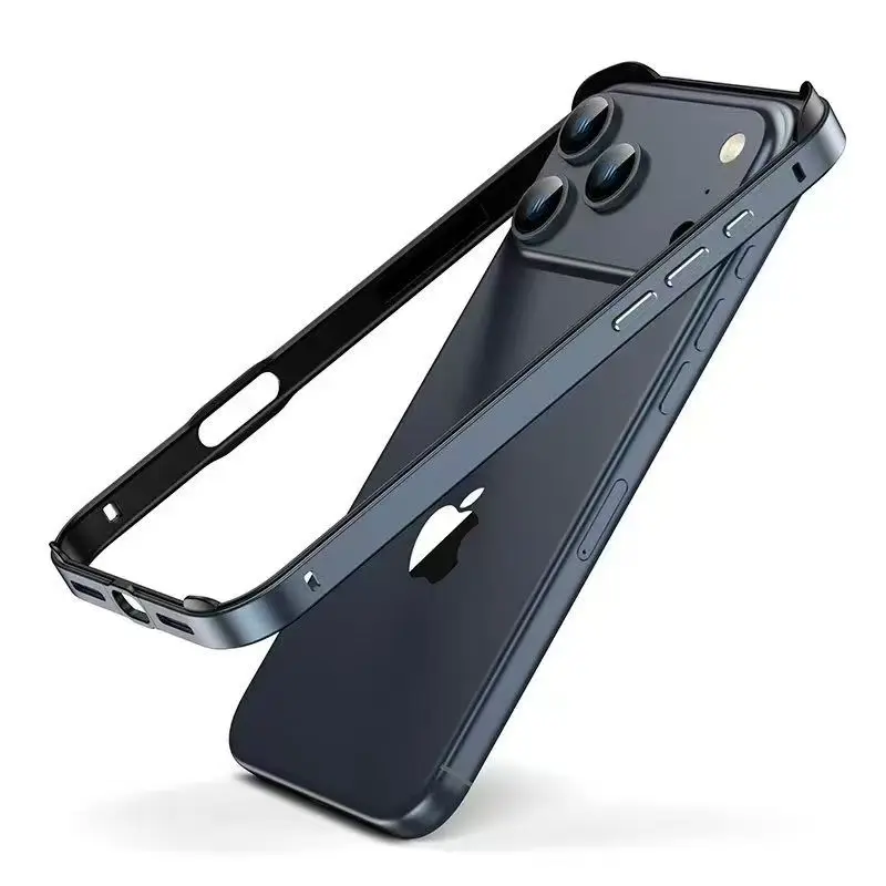 Pare-chocs en métal pour IPhone 17 Air 16 E 15 14 13 12 Pro Max Plus 17Pro 17Air 16Pro 16E ProMax i17 cadre coque de téléphone couverture intérieure souple