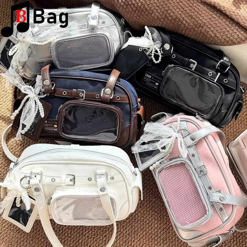 

Y2K Daily All-Match Crossbody Bag Lolita Cosplay Harajuku Clear Itabag for Women Cute Transparent Anime Pin Display Bag