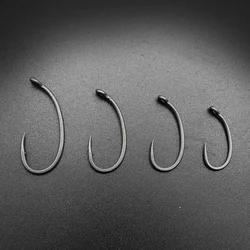 10x Fishing Hook Carp Curved Long Shank Beak Point Size 2/4/6/8 Micro Barbed PTFE Coating-Super Slide For Carp Fishing Rig
