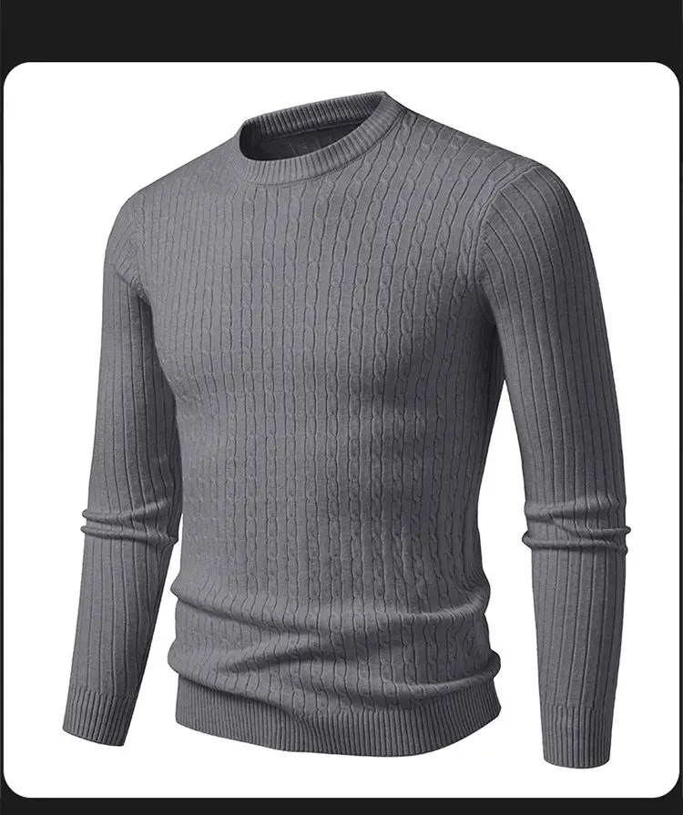 Winter Warmer Pullover Herren Rundhals-Pullover Slim Fit Pullover Herren Gestricktes Innen-Oberteil – Detail 12