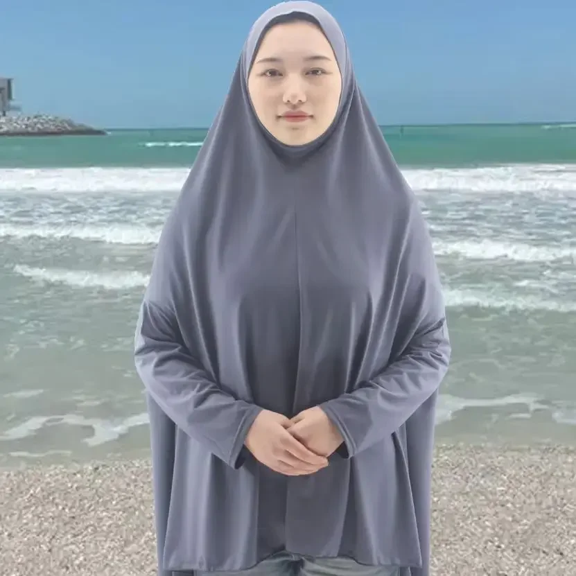 

Мусульманский химар однотонный, длинный хиджаб, женская молитвенная одежда с рукавами «летучая мышь», никаб, исламский никаб, для Рамадана и Ид, джеллаба, абайя