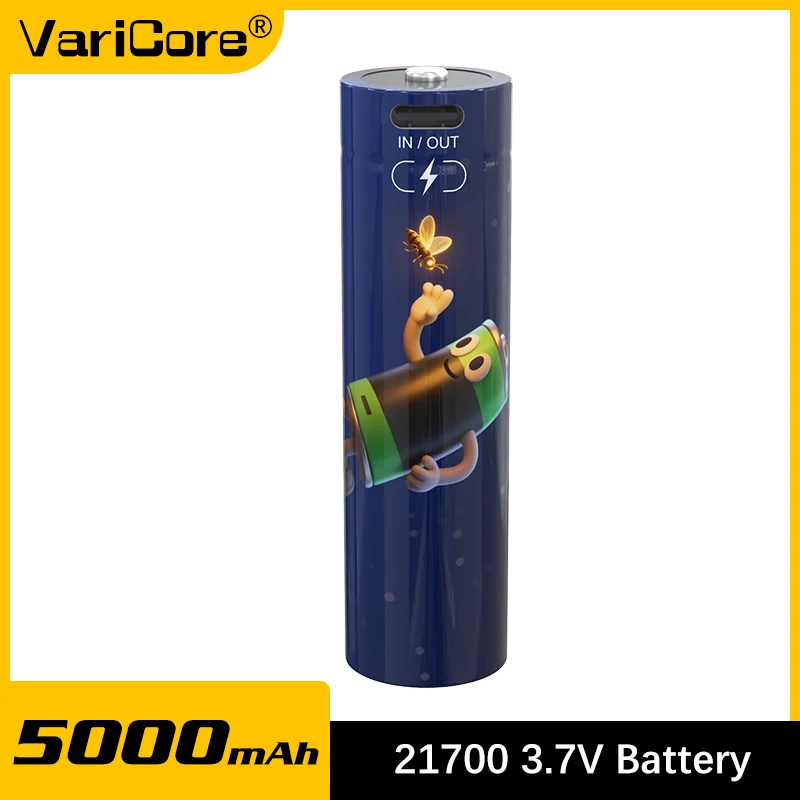 

VariCore 21700 5000mAh Li-ion Battery 3.7V USB-C Fast Charging Rechargeable Battery for Flashlight Power Bank Tools