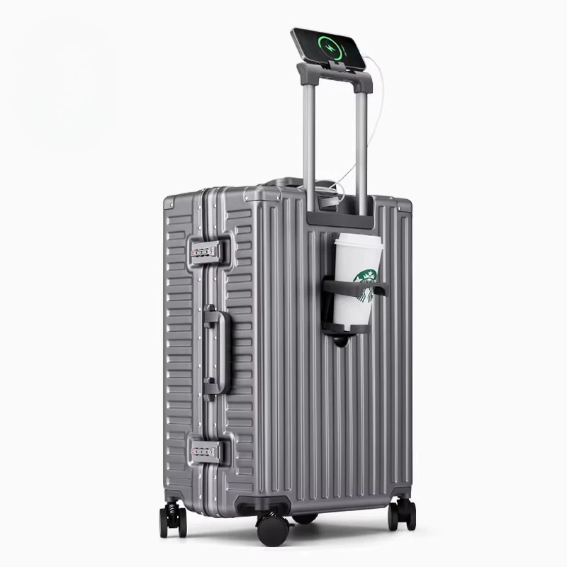 

20-Inch unisex aluminum frame travel suitcase hot sale new lock rotating wheel computer boarding suitcase