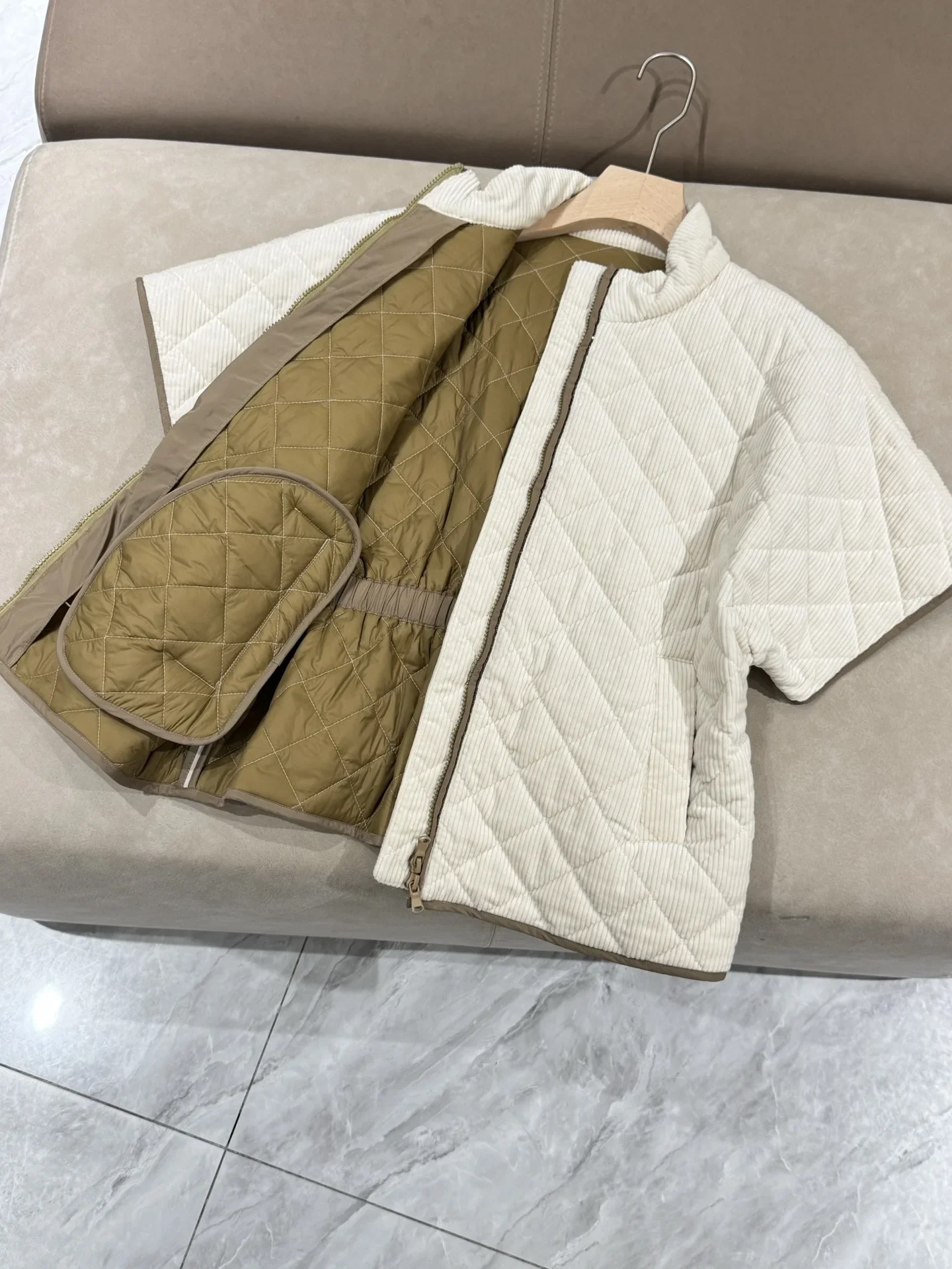 

Женская вельветовая куртка с подкладкой, воротником-стойкой, коротким рукавом, модная свободная модель