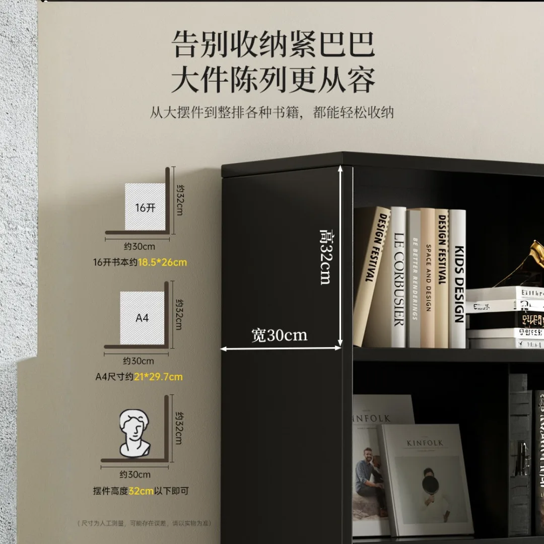 Bookcase display cabinet, living room multi-layer household storage cabinet, integrated wall-mounted storage cabinet, black book