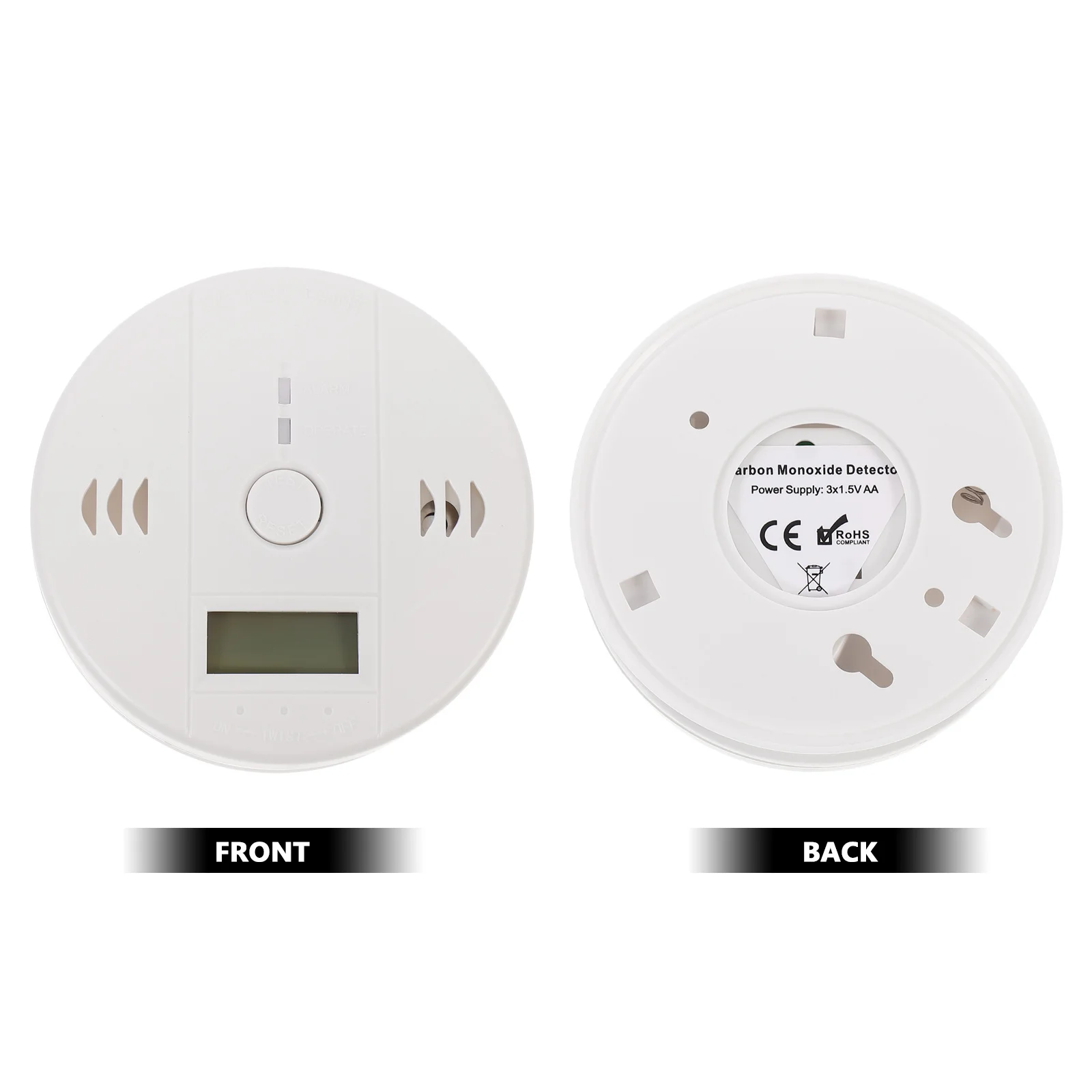 شاشة LCD محمولة فعالة للكشف عن الدخان بإضاءة خلفية متينة لأول أكسيد الكربون ABS