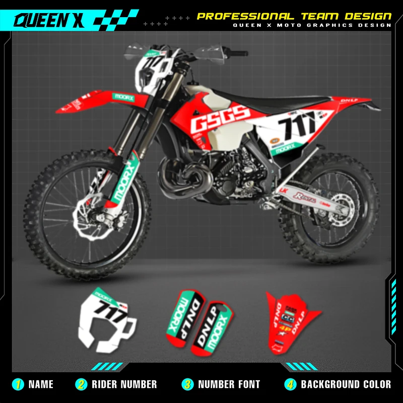 QUEEN X MOTO Motorcycle Team Graphics Decal & Sticker Kit For GASGAS 2018 2019 2020 EC 006